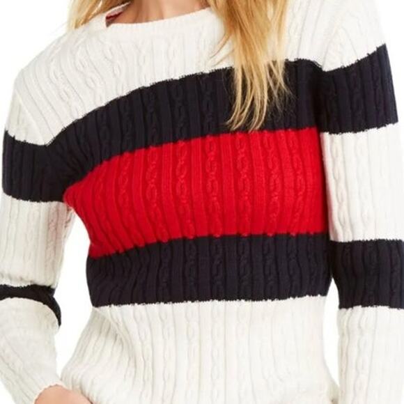 Tommy Hilfiger Flag Colorblock Crewneck Ribbed Knit Sweater - Picture 2 of 8